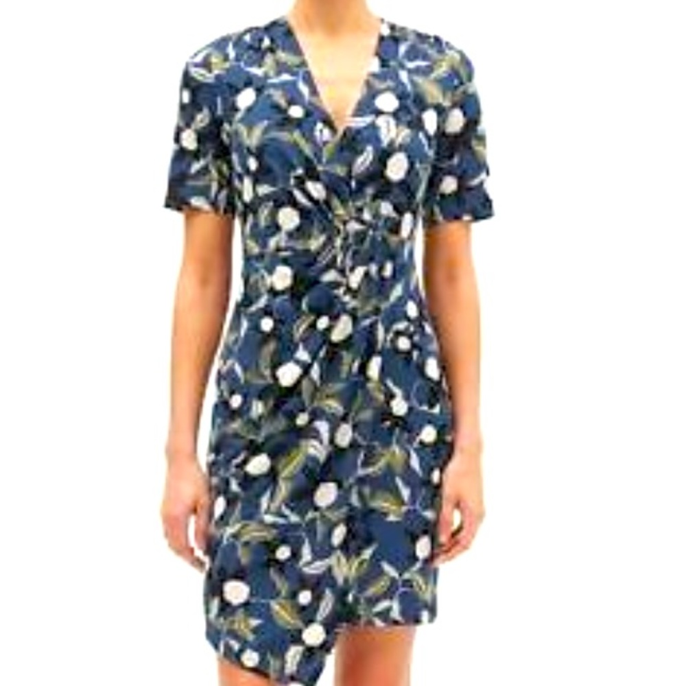 🍌Banana Republic Blue Navy Floral Faux Wrap Dress